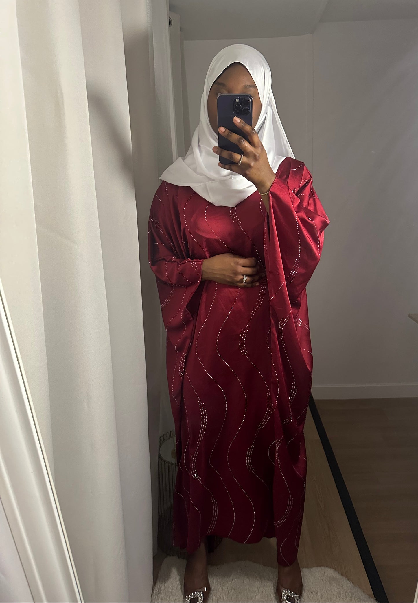 Abaya bleue strass Luxe