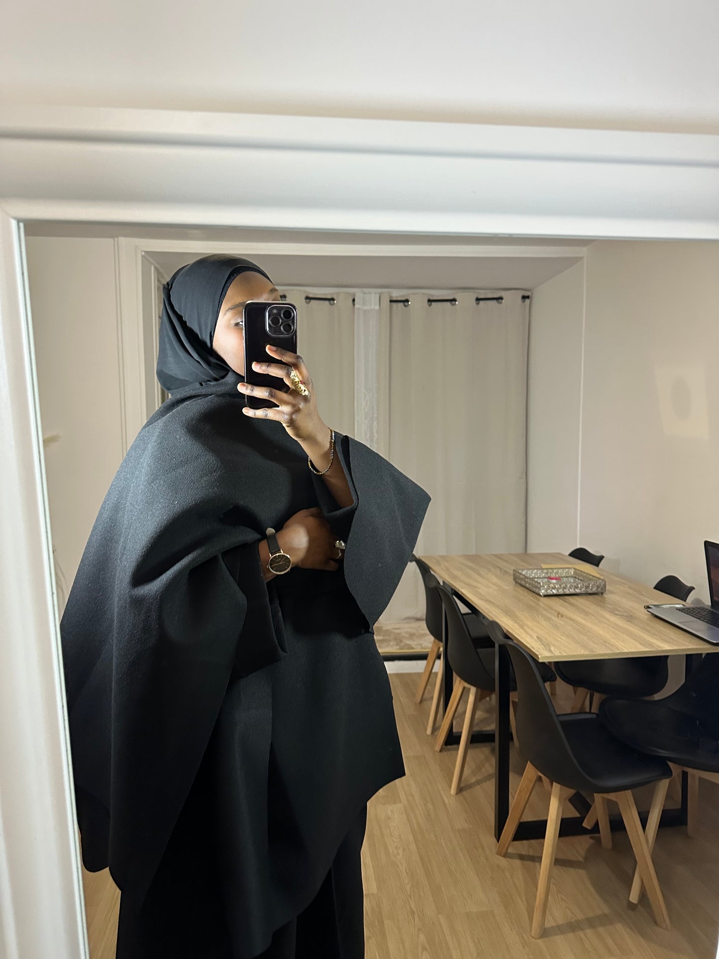 kimono manteau avec cape noir - Al moon paris