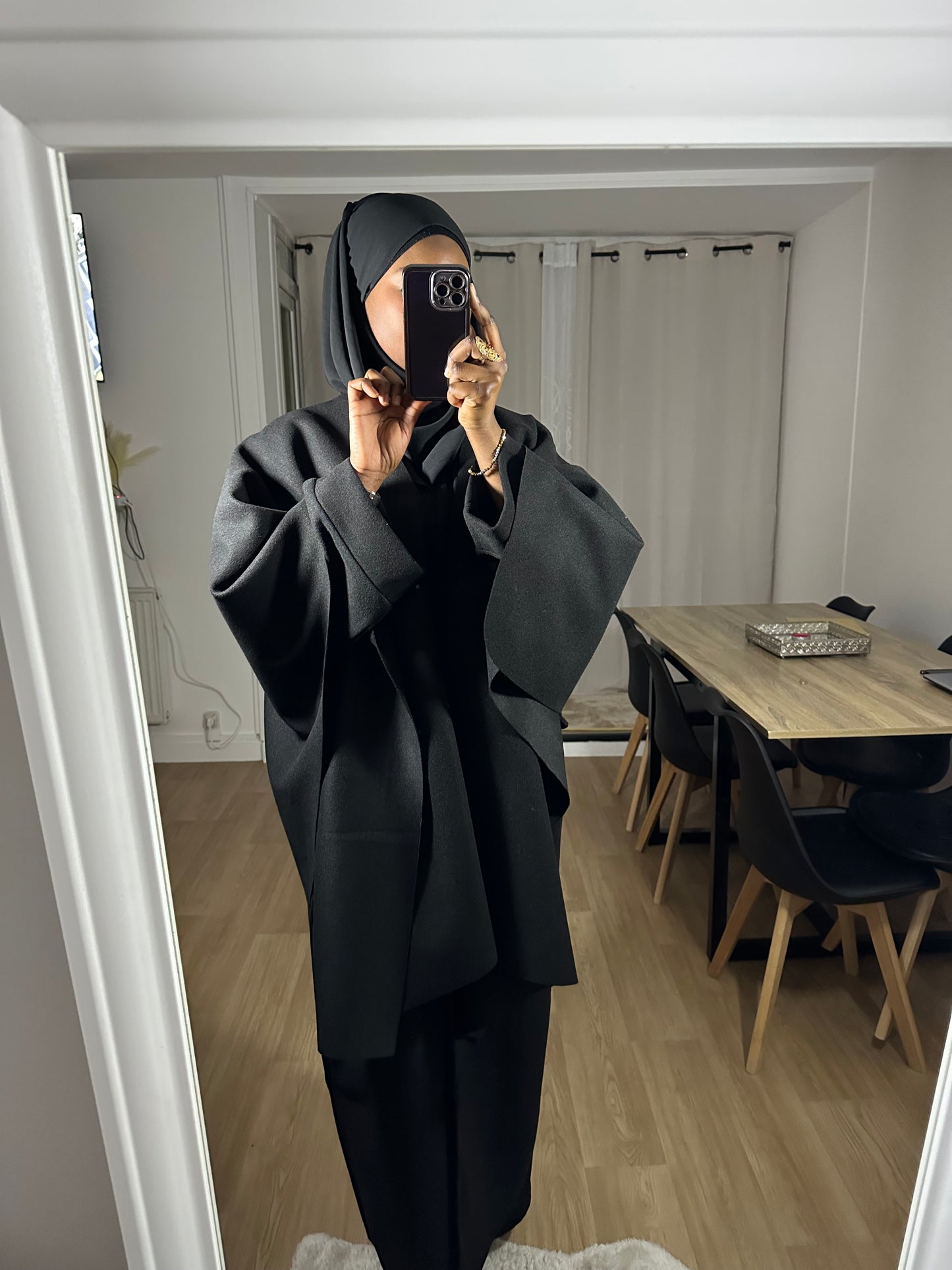 kimono manteau avec cape noir - Al moon paris