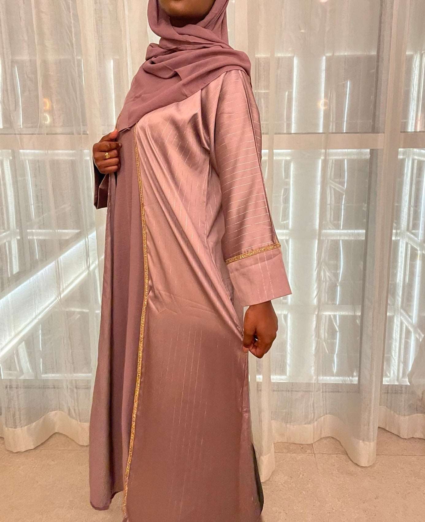 Abaya dubaï satin rayure Islamya - almoonparis