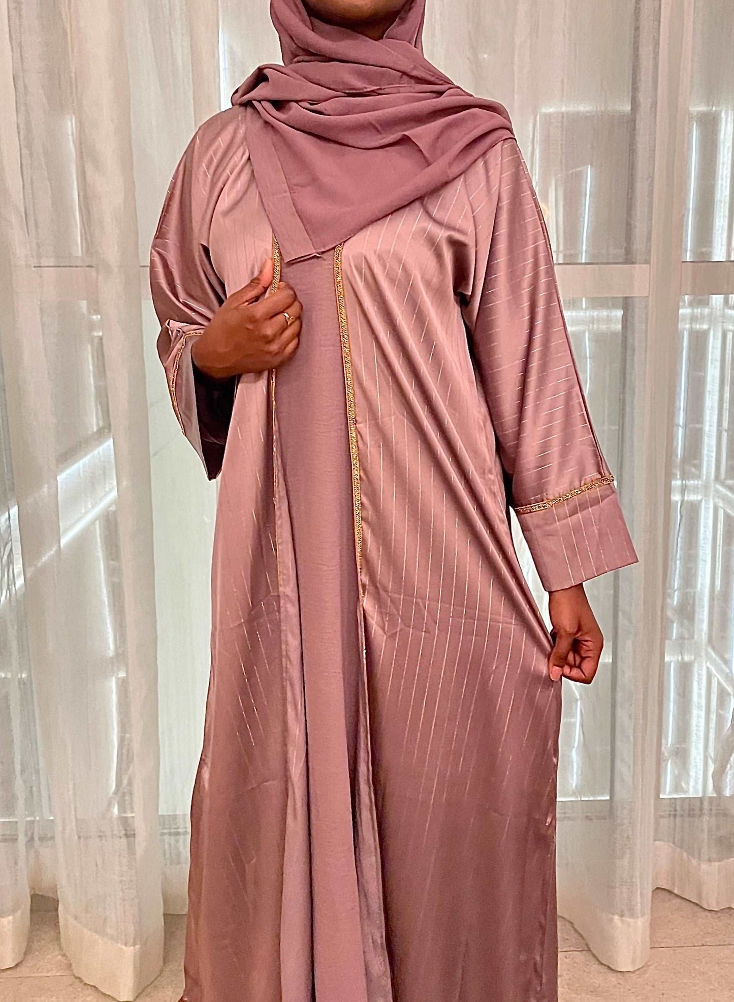 Abaya dubaï satin rayure Islamya - almoonparis