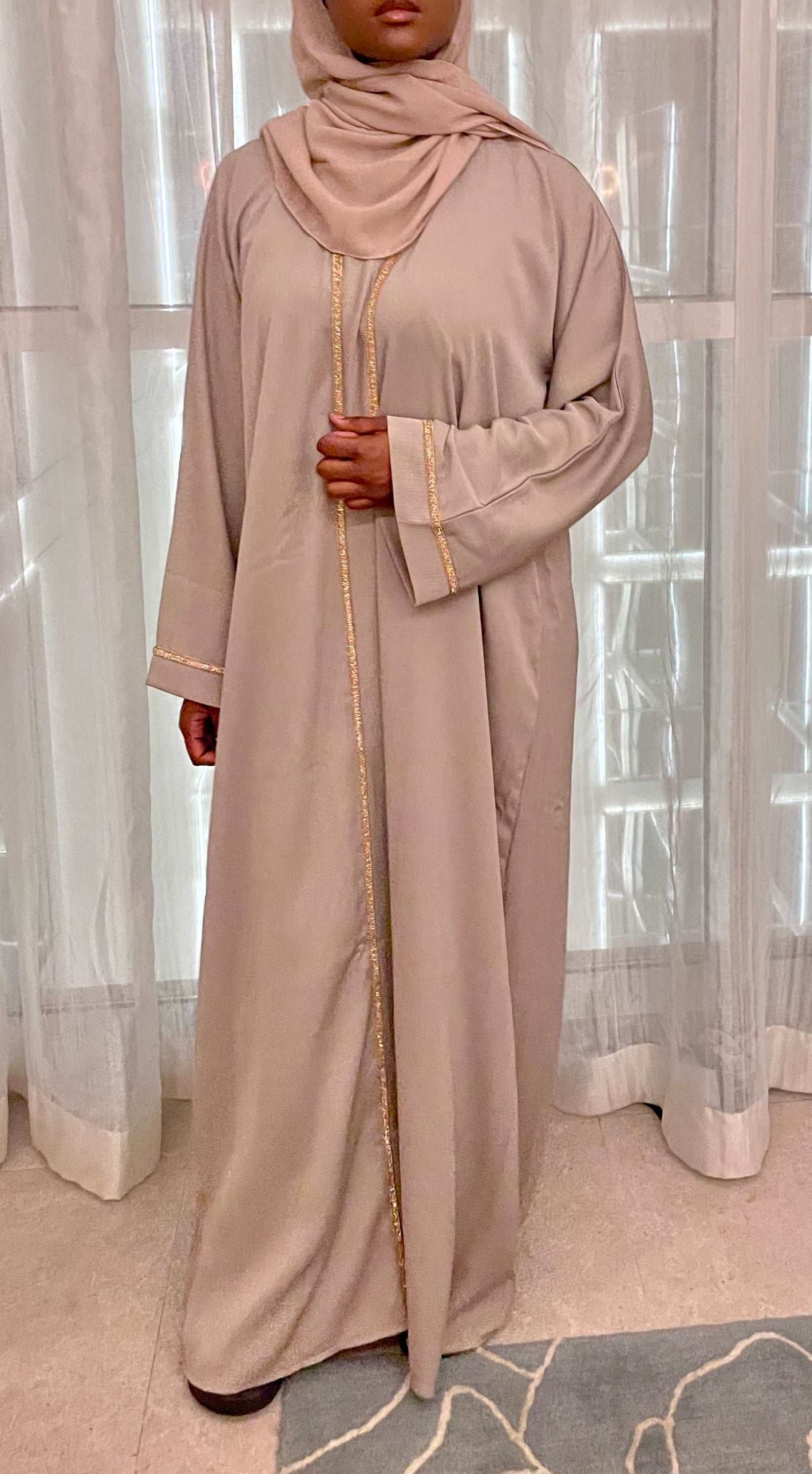 Abaya dubaï Taupe Moinah - almoonparis