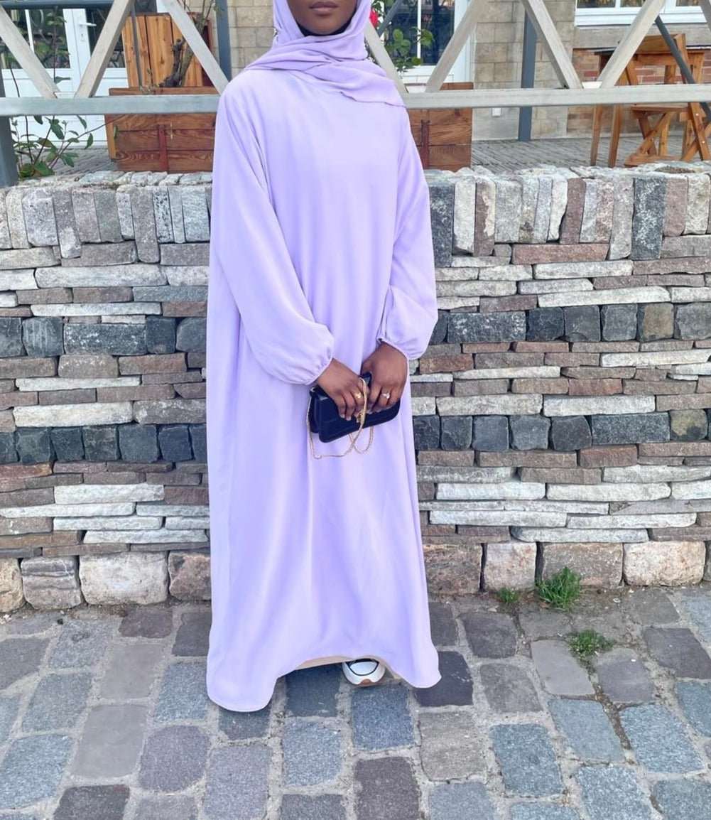 Abaya hijab intégré rose - almoonparis