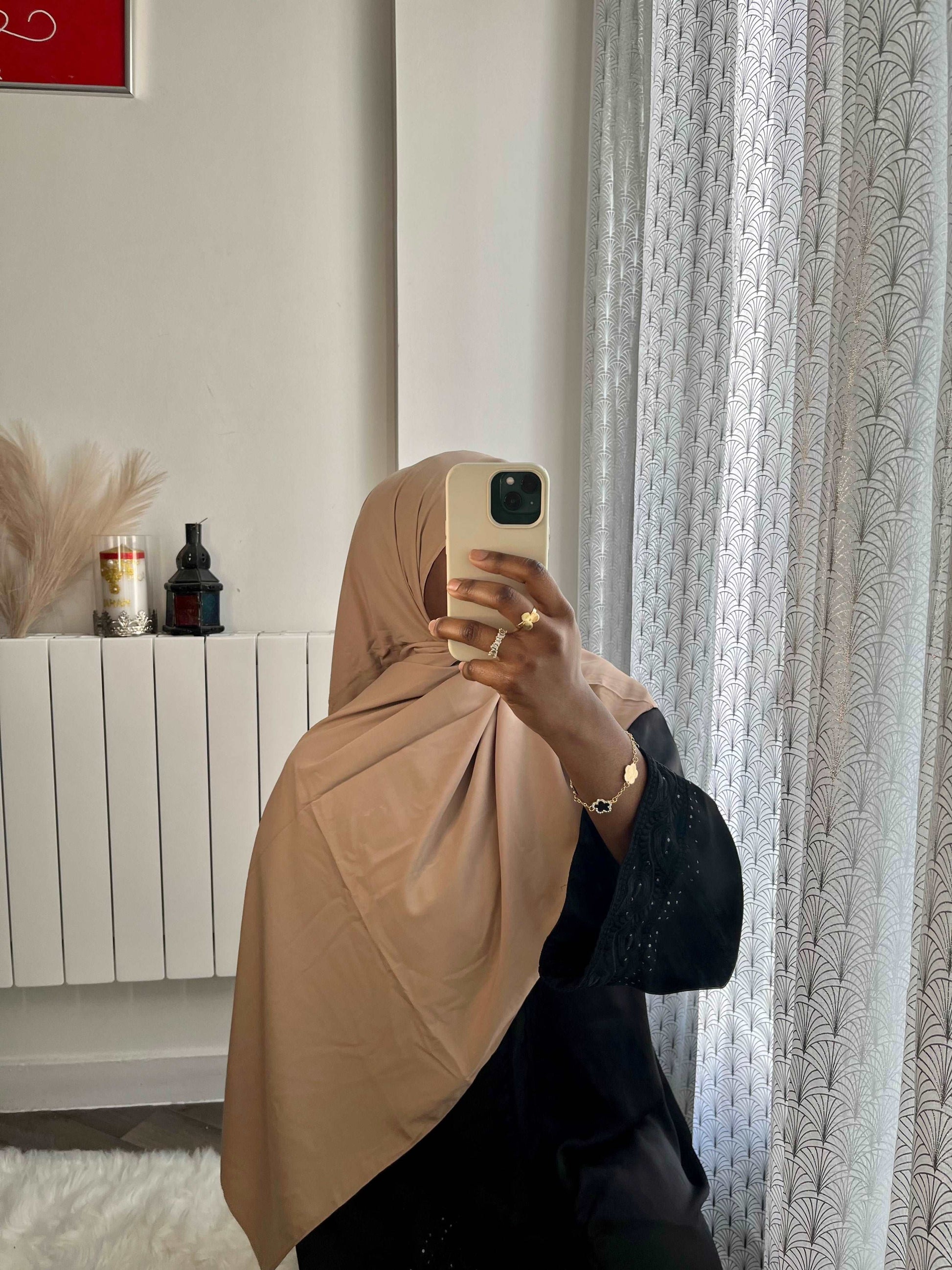 Hijab soie de médine Camel - almoonparis