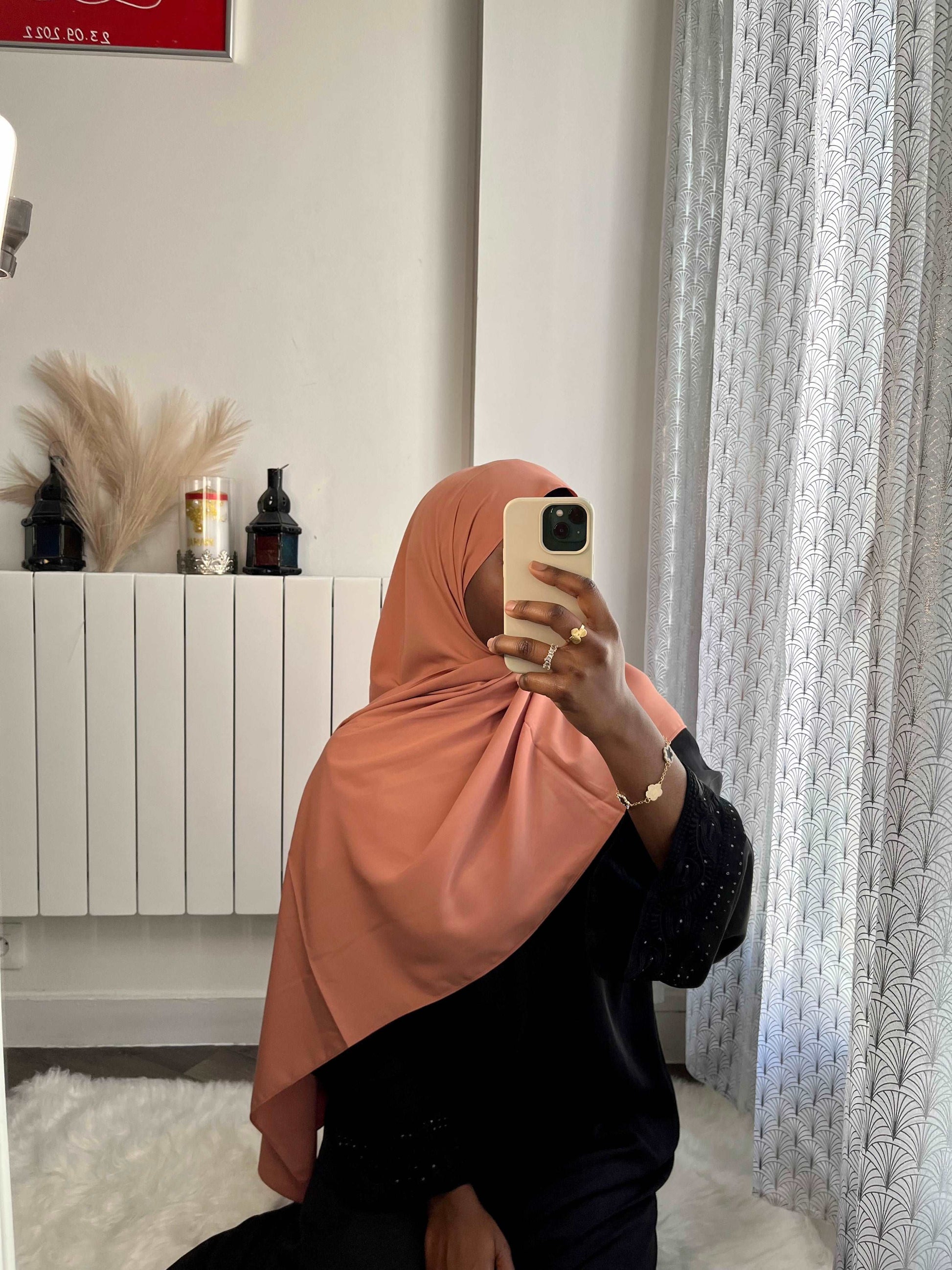 Hijab soie de médine Camel - almoonparis