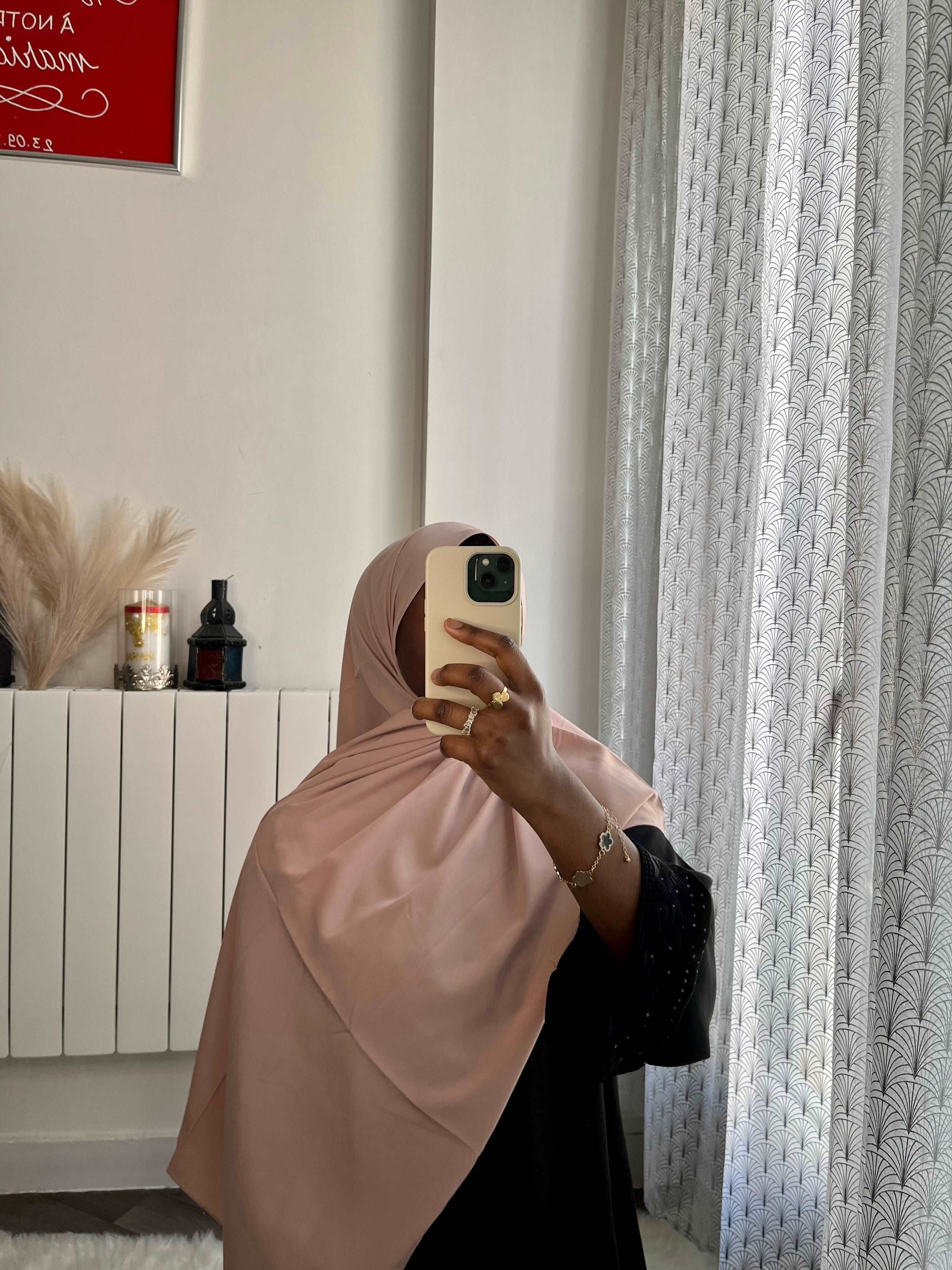 Hijab soie de médine Camel - almoonparis