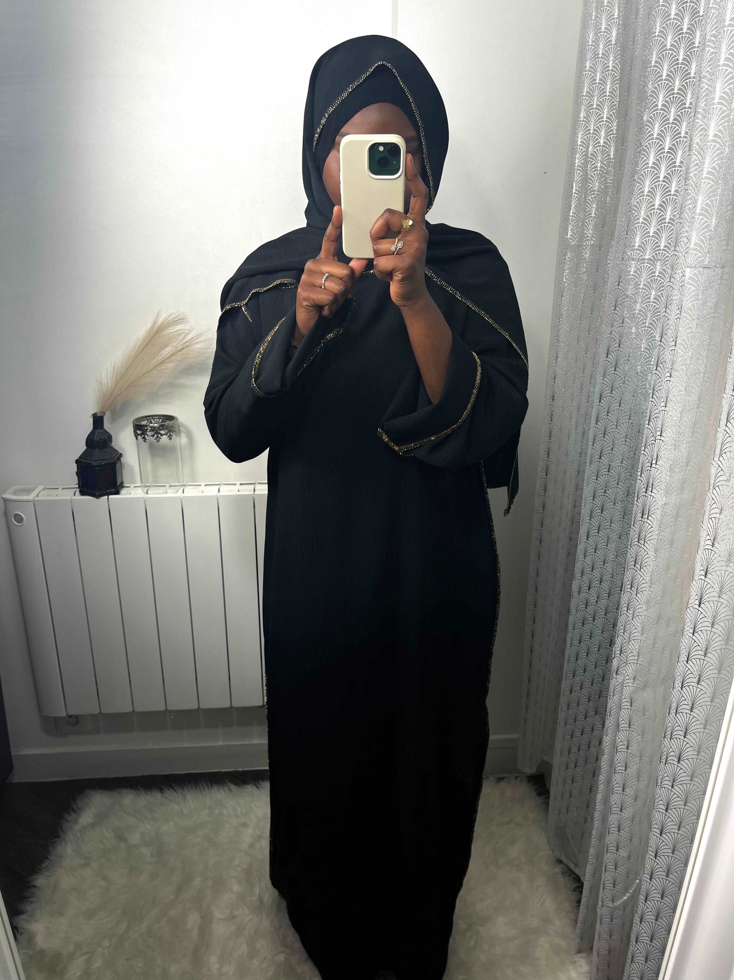 Abaya voile intégré noir en jazz