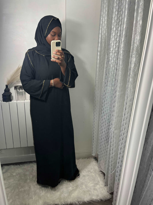 Abaya voile intégré noir en jazz