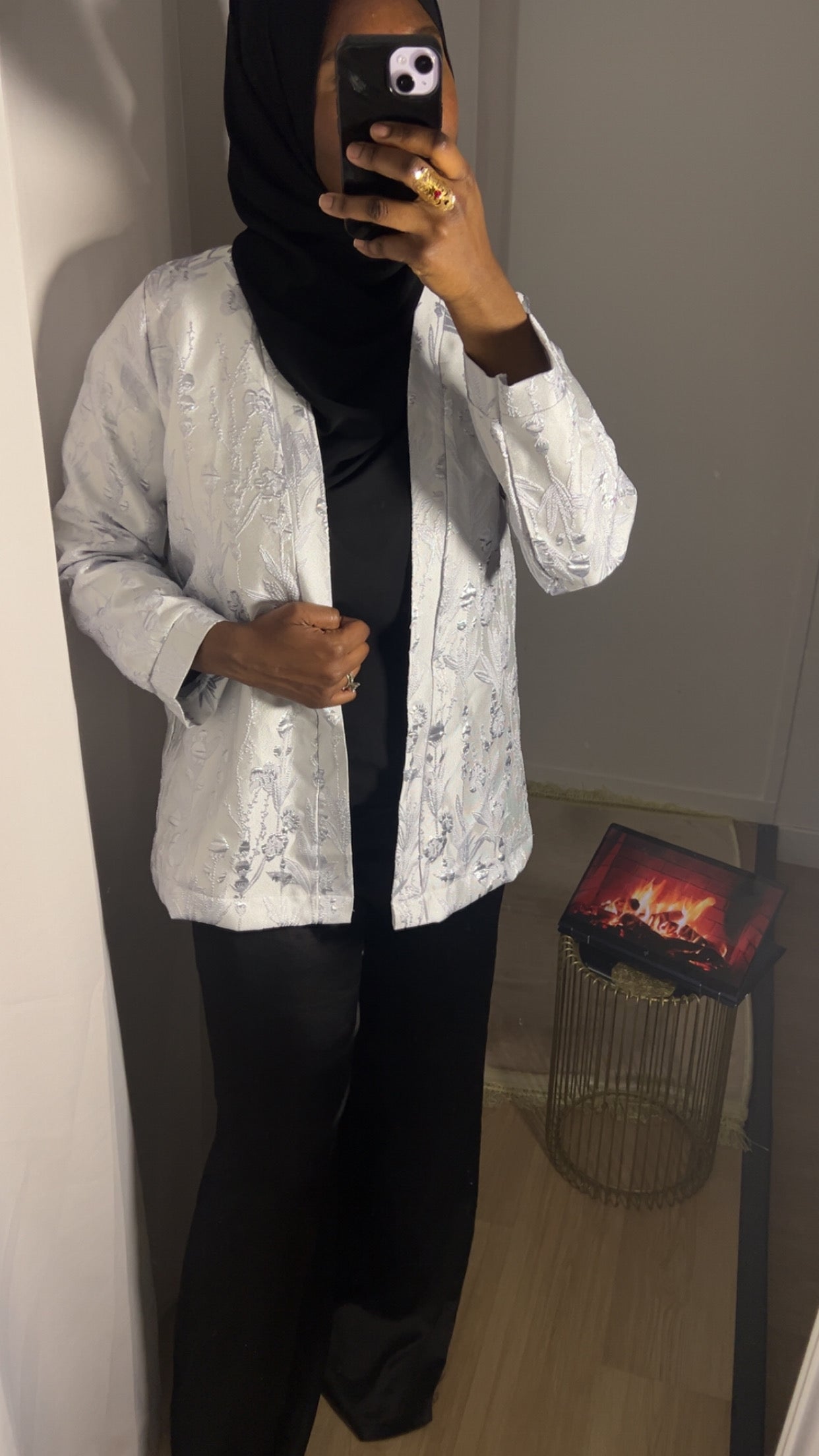 Kimono Brocart court blanc - Pièce Unique Artisanale · Al Moon Paris