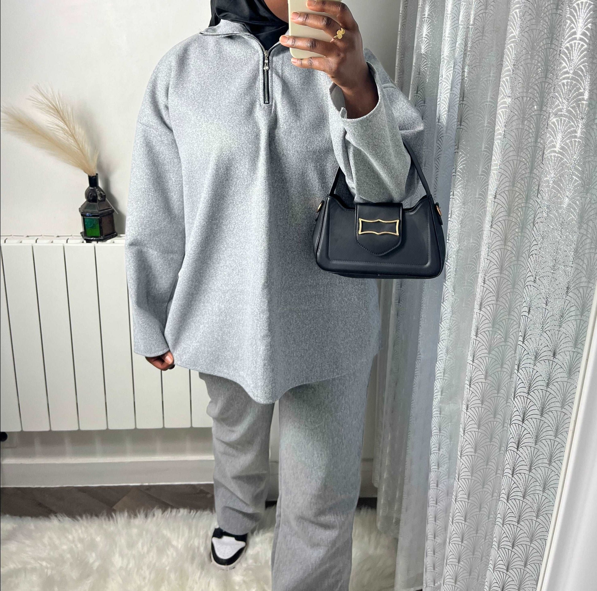 ensemble zip polaire gris