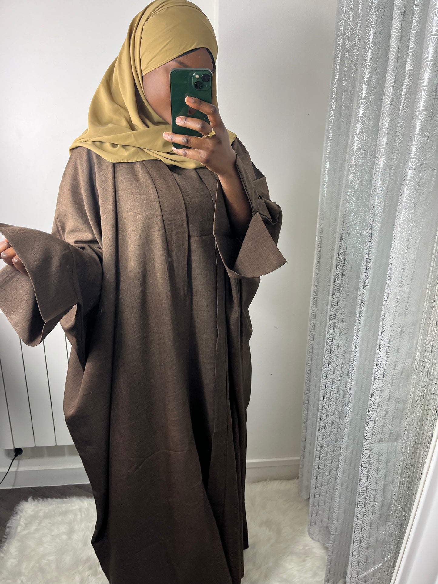 Ensemble Khaleeji effet Lin - Kimono et Abaya gris