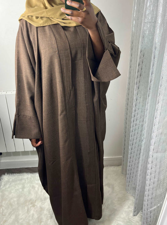 Ensemble Khaleeji Lin - Kimono et Abaya marron