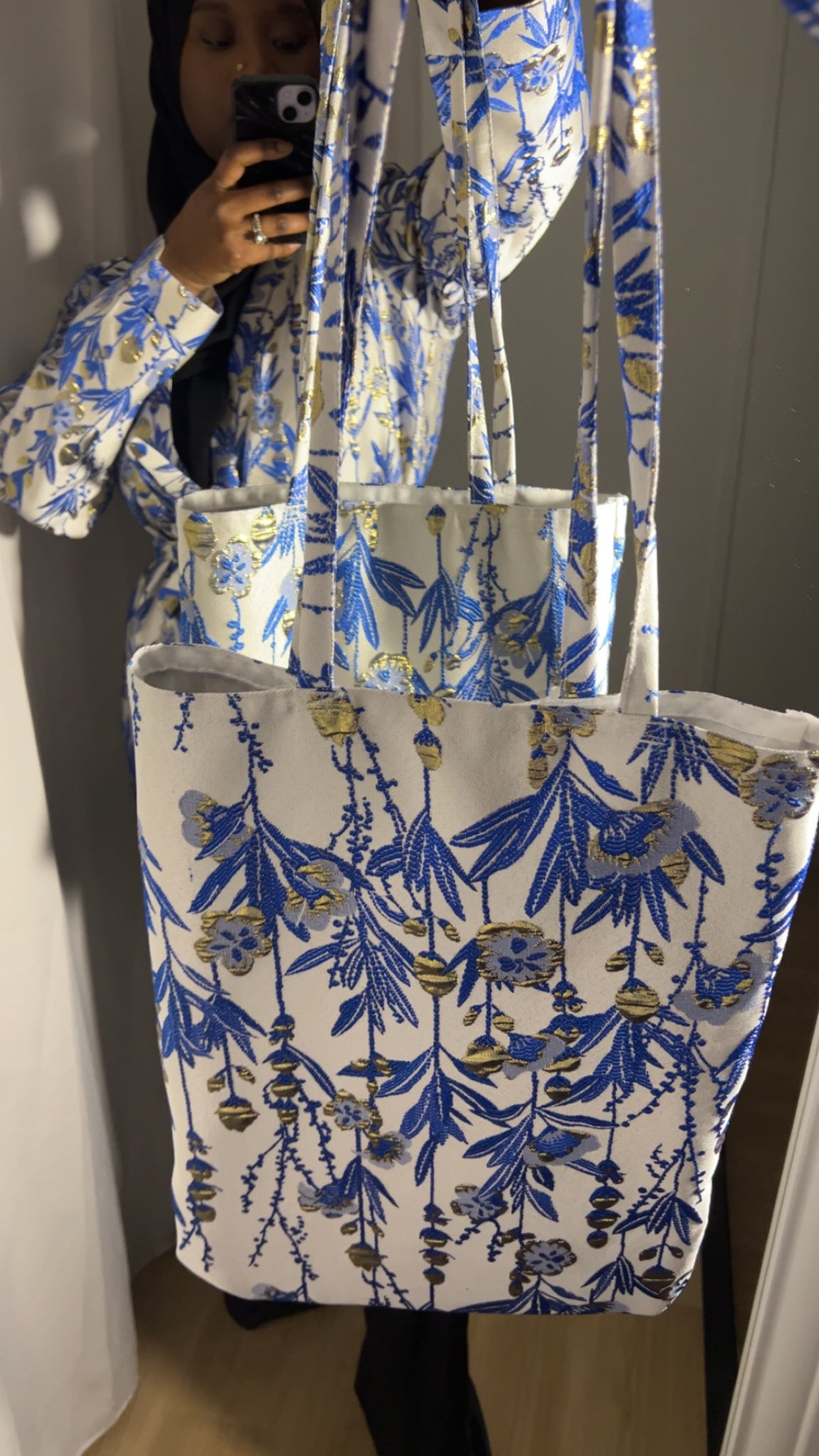 Tote Bag Brocart Artisanal bleu — Pièce Capsule · Al Moon Paris