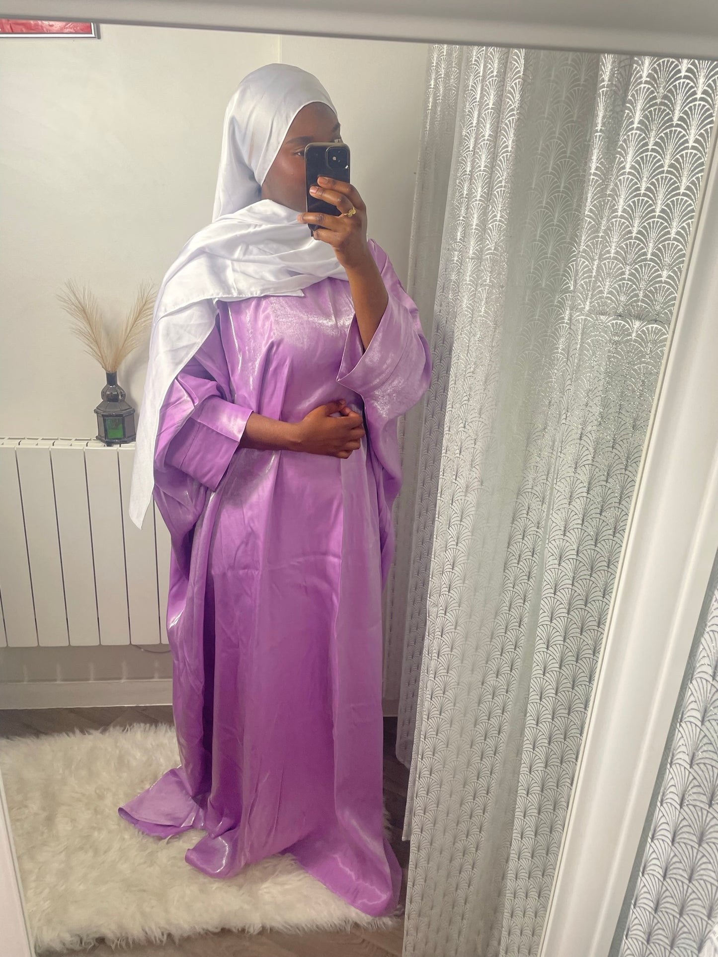 abaya tall mauve satiné 