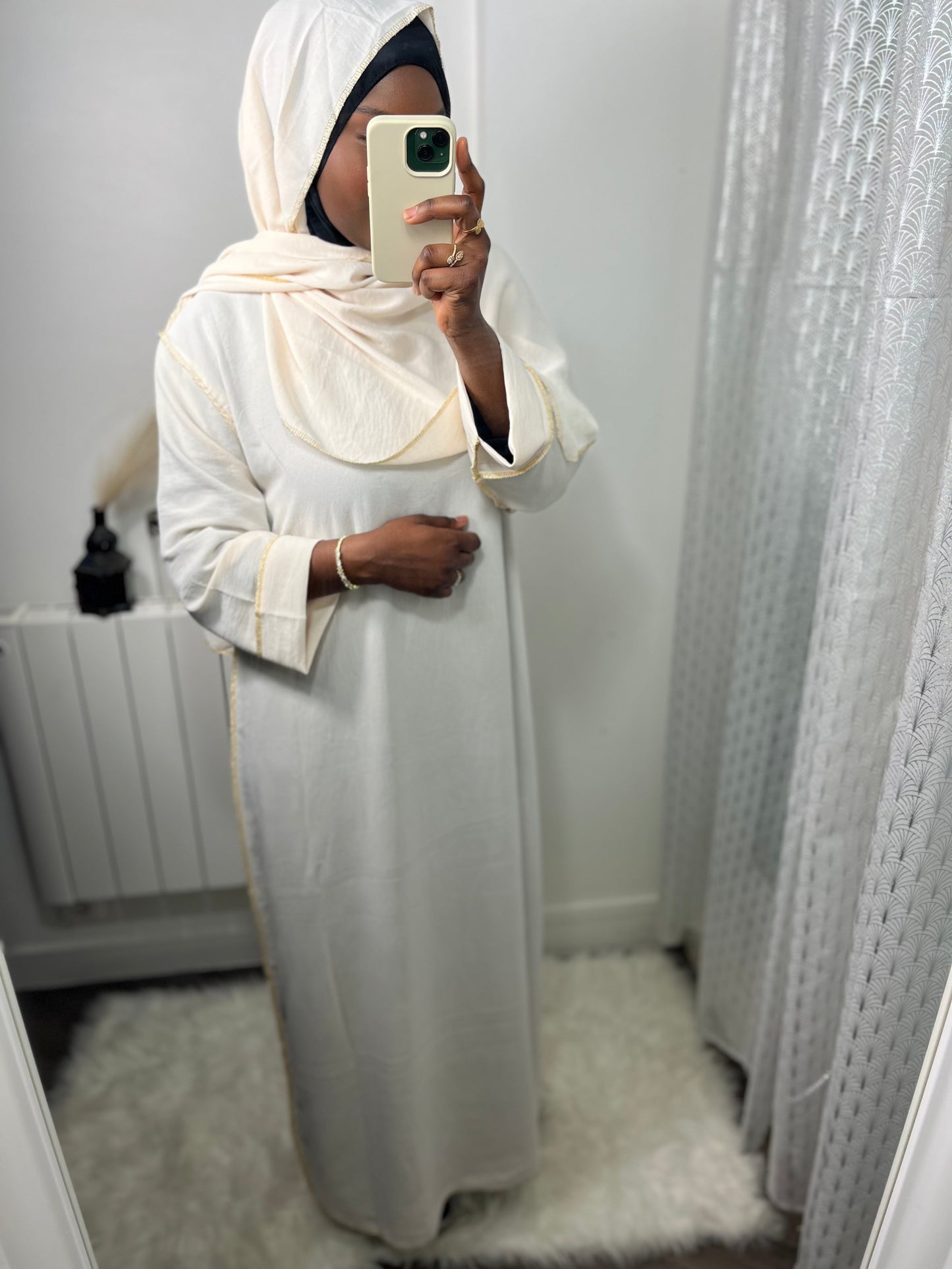Abaya voile intégré blanc en jazz