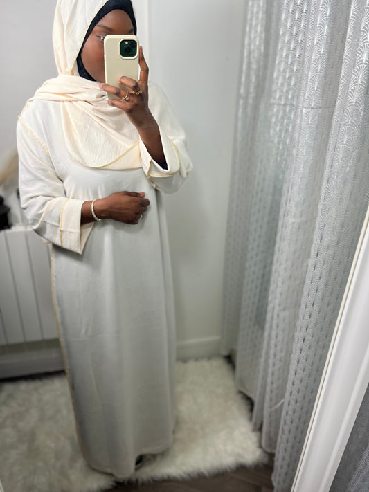 Abaya voile intégré blanc en jazz