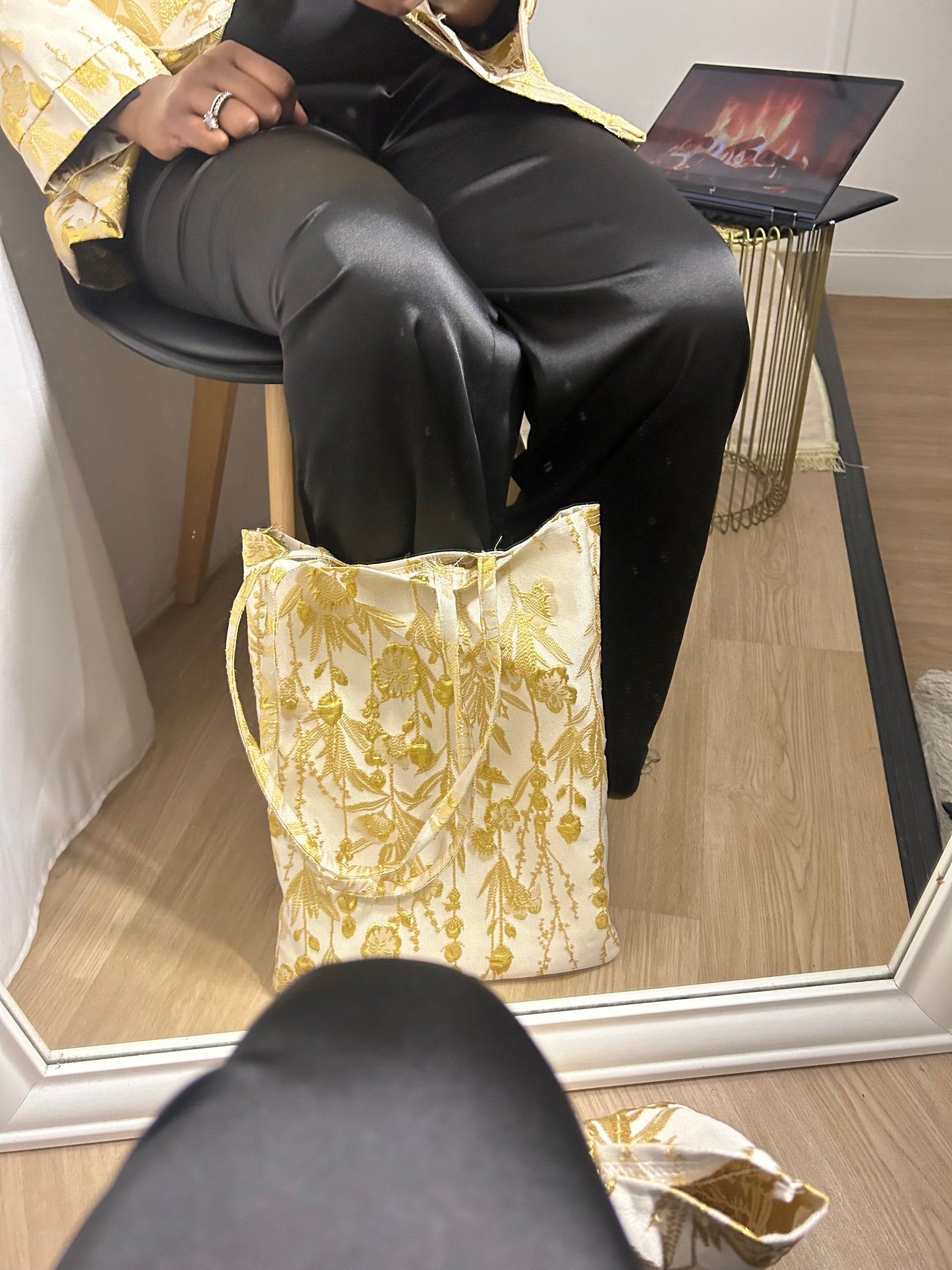 Tote Bag Brocart Artisanal doré — Pièce Capsule · Al Moon Paris