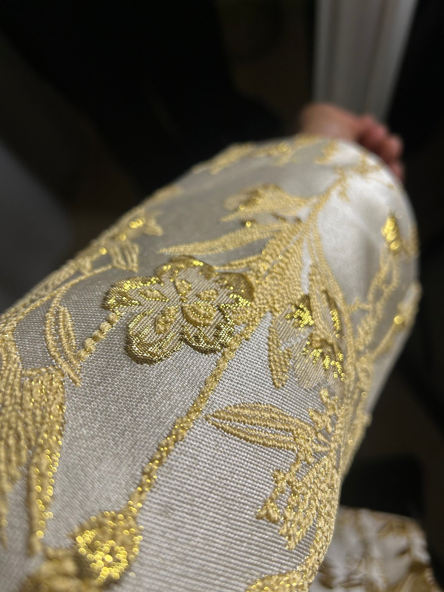 Kimono Brocart court doré - Pièce Unique Artisanale · Al Moon Paris