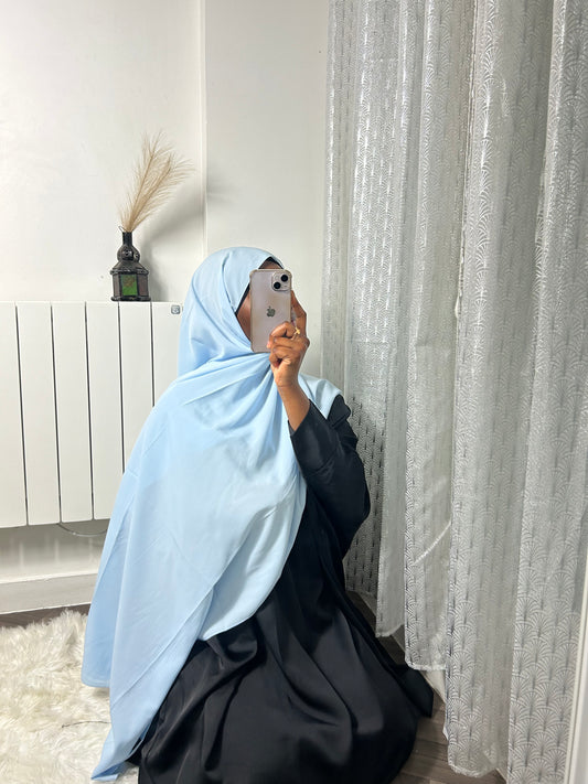 Hijab soie de médine bleu clair