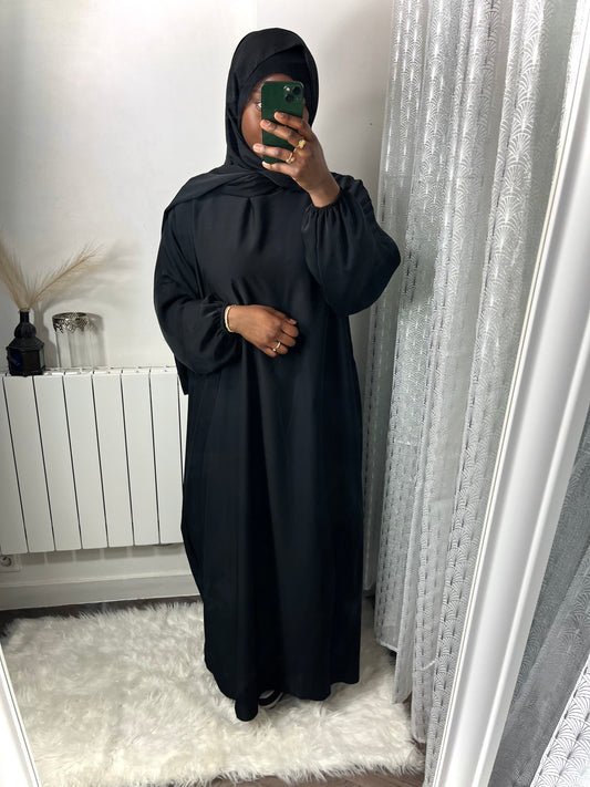 Abaya hijab intégré noir