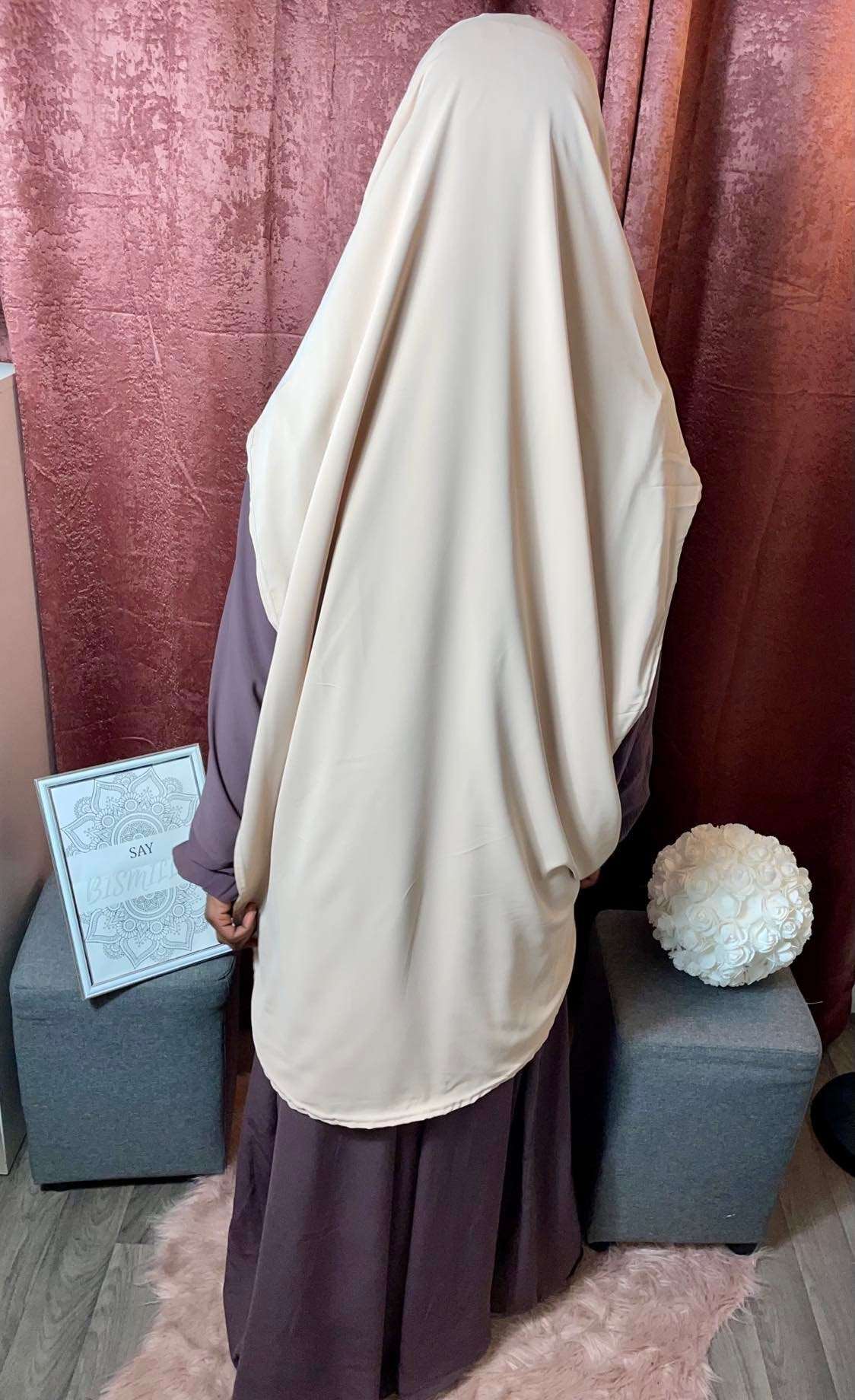 Khimar long soie de medine gris - almoonparis