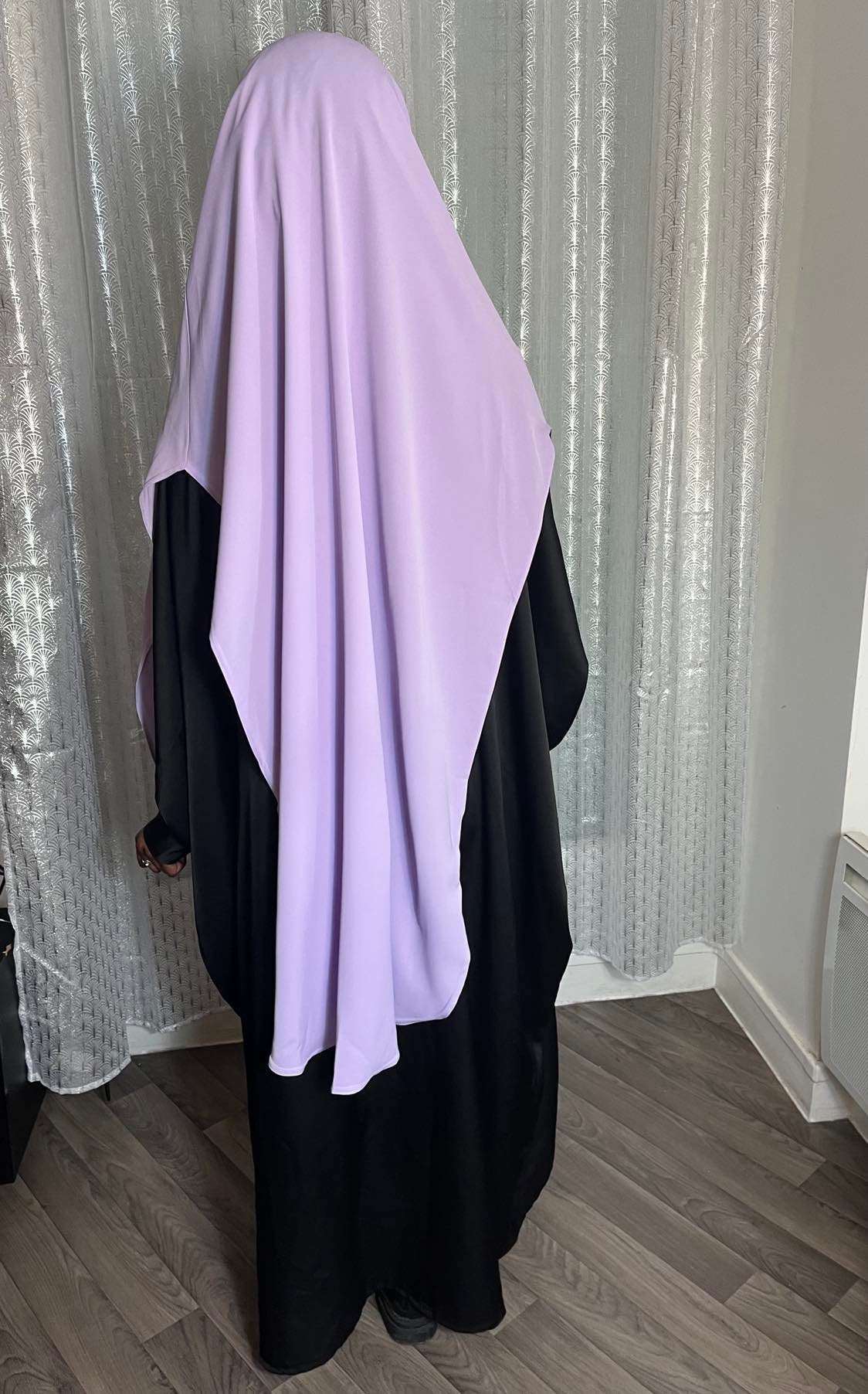 Khimar long soie de medine mauve - almoonparis