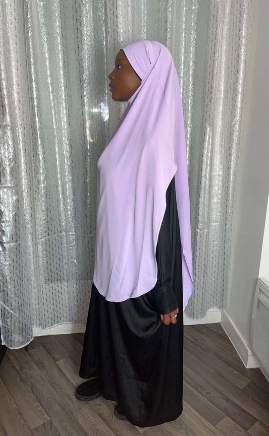 Khimar long soie de medine mauve - almoonparis