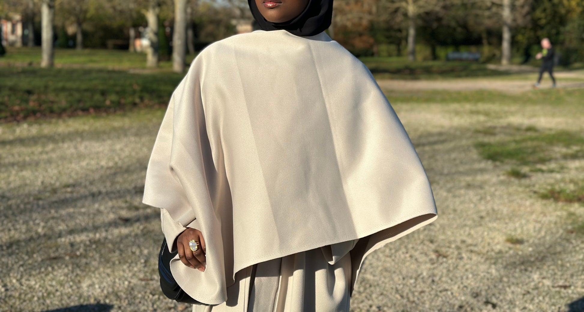 kimono manteau avec poche cape beige