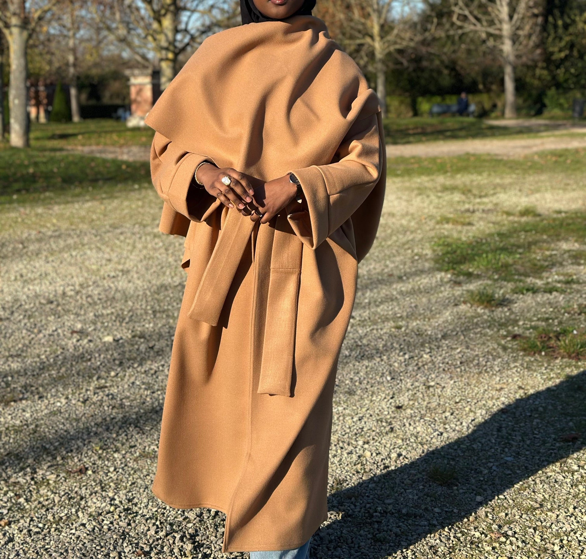 Kimono cape manteau camel