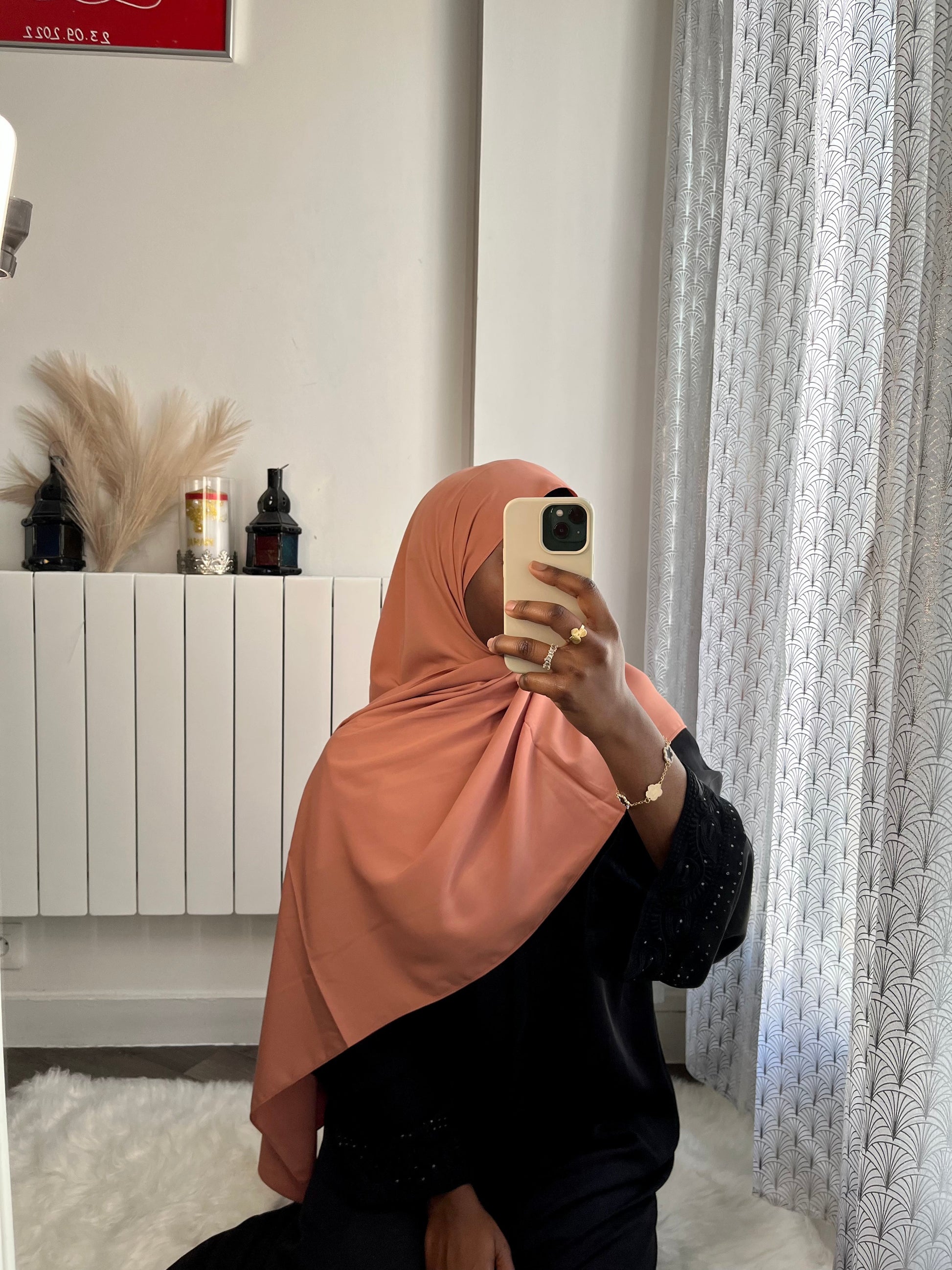 Hijab soie de médine noir - almoonparis