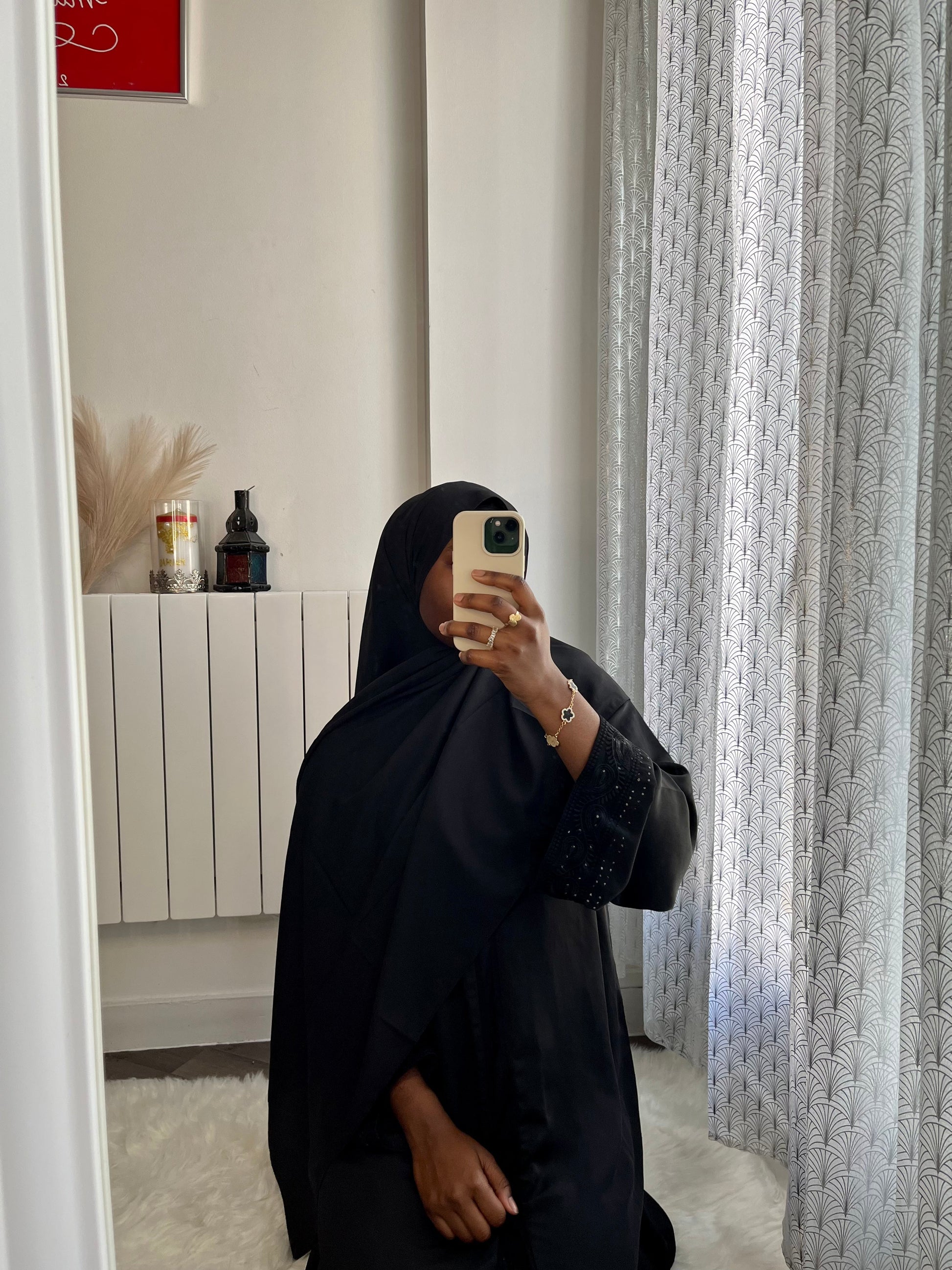 Hijab soie de médine noir - almoonparis