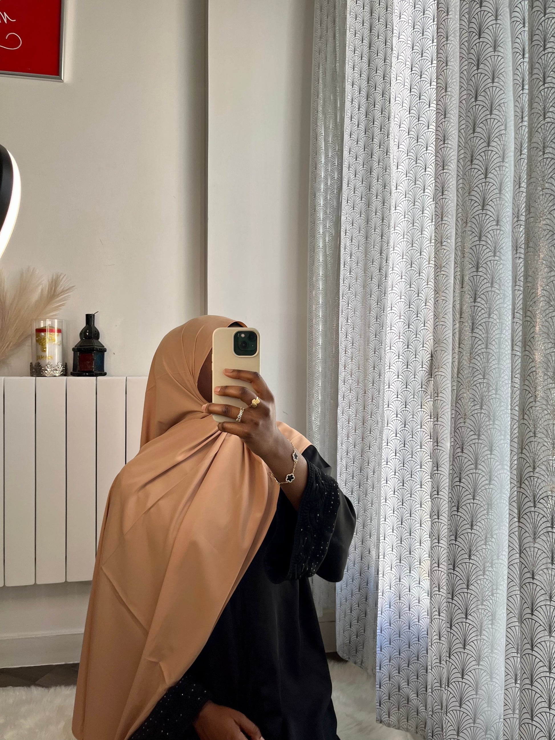 Hijab soie de médine noir - almoonparis